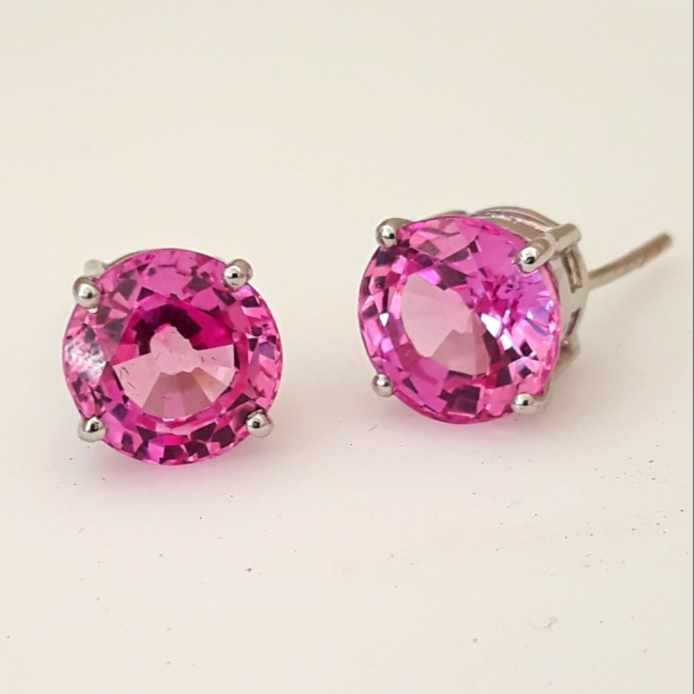 Platinum Pink Tourmaline Silver Earrings